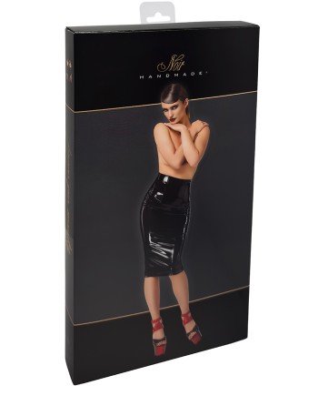 Jupe fendue en vinyle Dominae F378 - Noir Handmade
