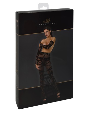 Jupe longue fendue Bondesque F360 - Noir Handmade