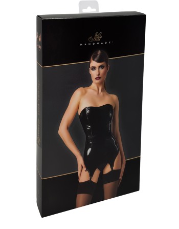 Corset porte-jarretelle vinyle Dominae F381 - Noir Handmade