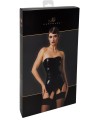 Corset porte-jarretelle vinyle Dominae F381 - Noir Handmade