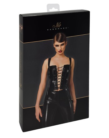Corset en vinyle Dominae F379 - Noir Handmade