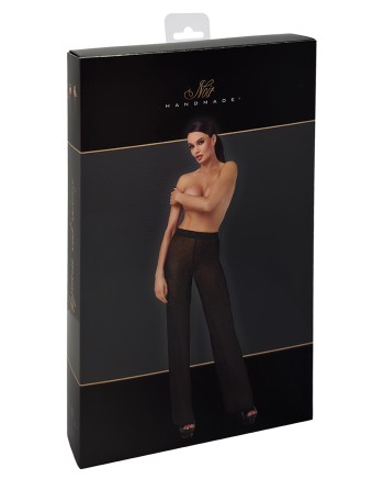 Pantalon en maille pailletée Onyx F374 - Noir Handmade