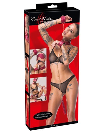 Ensemble 7 pièces Fetish SM rose -  Bad Kitty