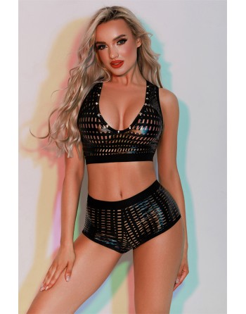 Ensemble Top et Shorty noir - J Lingerie