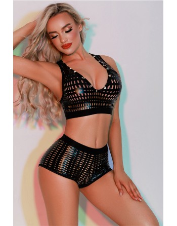 Ensemble Top et Shorty noir - J Lingerie