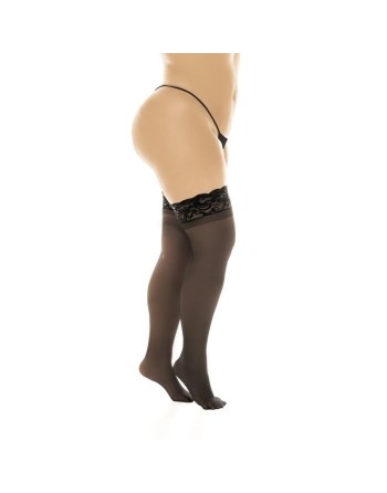 Bas en nylon sexy noir, grande taille, autofixant 