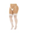 Bas en nylon sexy blanc, grande taille, autofixant 