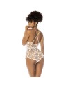 Body blanc transparent Celina avec dentelle brodée florale, bretelles ajustables 