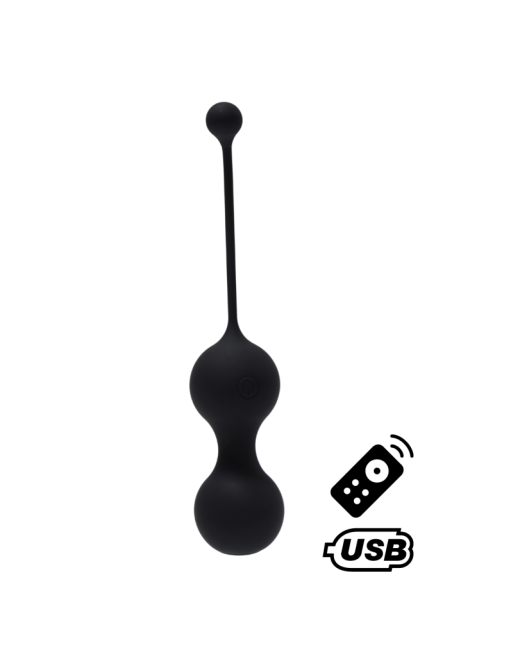 MINA Noir, Boules de Geisha en silicone médical USB avec télécommande 
