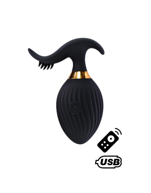 WAVE , Un Œuf vibrant noir USB avec stimulation clitoridienne, doté d'une télécommande 