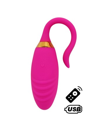 PLEASURE, Un Œuf vibrant USB avec télécommande, dans un silicone médical doux et rainuré 