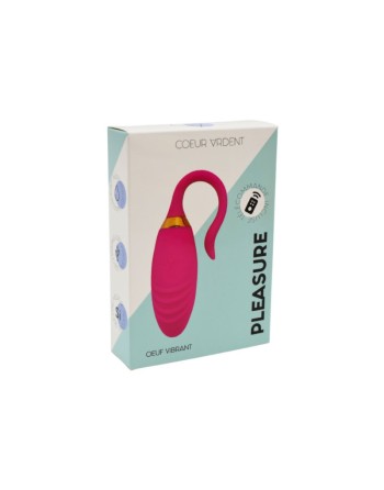 PLEASURE, Un Œuf vibrant USB avec télécommande, dans un silicone médical doux et rainuré 