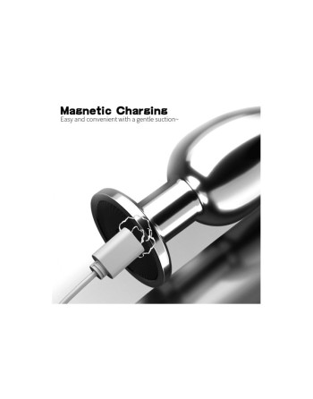 Plug vibrant acier inoxydable anal taille M avec télécommande, USB BOOTY 