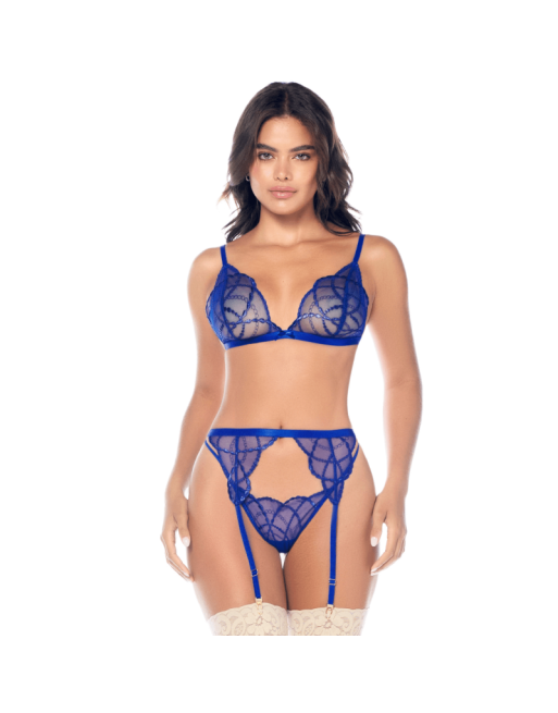 Ensemble sexy 3 pièces avec broderie brillante 