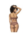 Ensemble 2 pièces, top et tanga en dentelle couleur cacao 