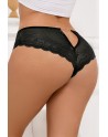 Tanga dentelle bijou Coeur Noir - Litolu Lingerie