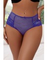 Tanga lacé dentelle taille haute Bleu - Litolu Lingerie