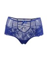 Tanga lacé dentelle taille haute Bleu - Litolu Lingerie