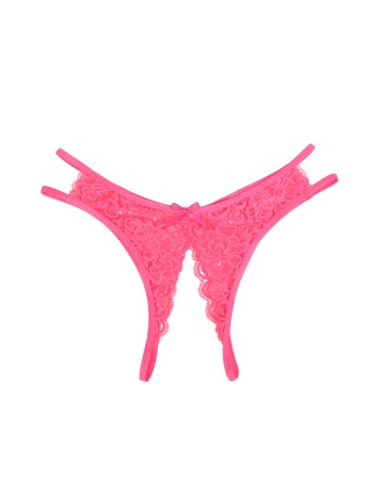 String ouvert dentelle Rose - Litolu Lingerie