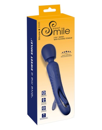 Vibro Wand réversible avec langue vibrante - Sweet Smile