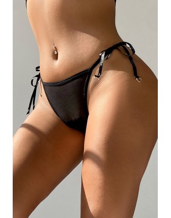 String brodé dans le dos Noir - Litolu Lingerie