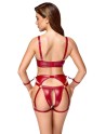 Set soutien-gorge et slip à jarretelles ouvert rouge - Cottelli BONDAGE