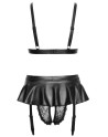 Soutien-gorge et slip fendu à jarretelles noir - Cottelli LINGERIE