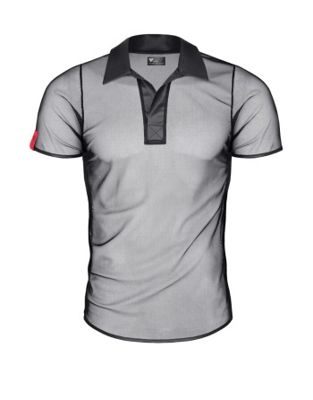 Polo en maille noire transparente - Regnes