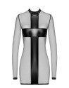 Mini robe tulle et wetlook Crossfire F369 - Noir Handmade