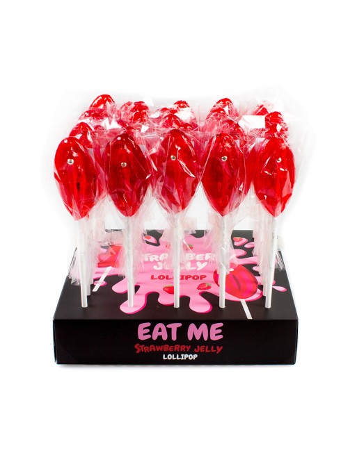 Présentoir de 40 sucettes vulve à la fraise