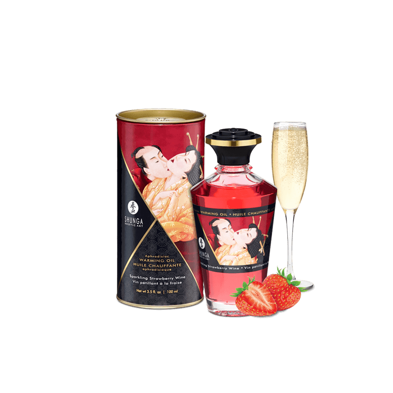 sexy Huile chauffante aphrodisiaque - Vin pétillant à la fraise 100ml