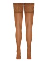Bas autofixants large jarretière dentelle beige - Cotelli Legwear