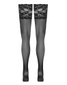 Bas autofixants large jarretière dentelle noir - Cotelli Legwear