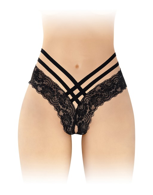Tanga ouvert Anne - noir