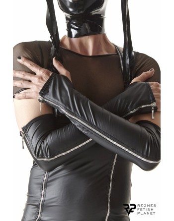 Gants longs en wetlook avec fermetures éclair - Regnes