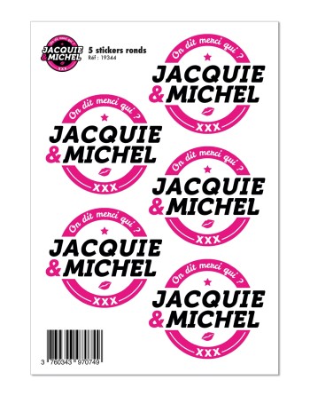 5 stickers JM blanc logo rond