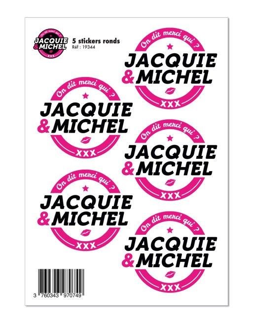 5 stickers JM blanc logo rond