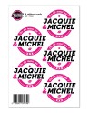 5 stickers JM blanc logo rond