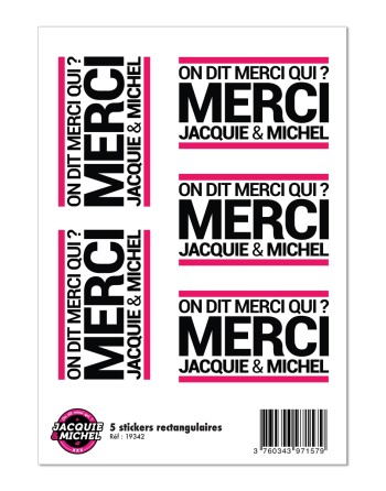 5 stickers JM blanc logo rectangle