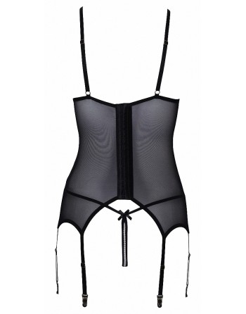 Guêpière seins nus et string ouvert résille et perles - Cottelli Lingerie