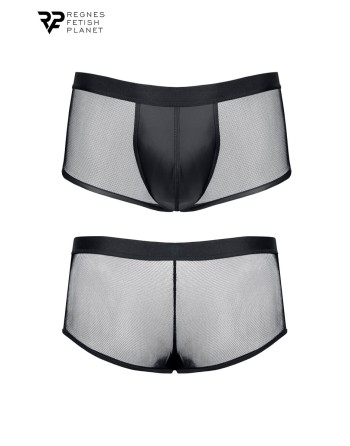 Boxer noir wetlook et mesh - Regnes