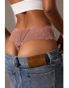 String dentelle dos lacé Rose - Litolu Lingerie