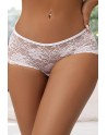 Tanga ouvert dentelle lacé Blanc - Litolu Lingerie