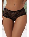 Tanga ouvert dentelle lacé Noir - Litolu Lingerie