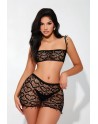 Ensemble top et jupe résille noir - J Lingerie