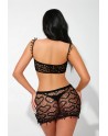 Ensemble top et jupe résille noir - J Lingerie