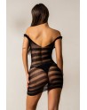 Robe courte résille noire décolletée - J Lingerie
