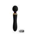 SHAKE Noir, Vibromasseur Wand USB en silicone médical avec 2 puissants moteurs indépendants