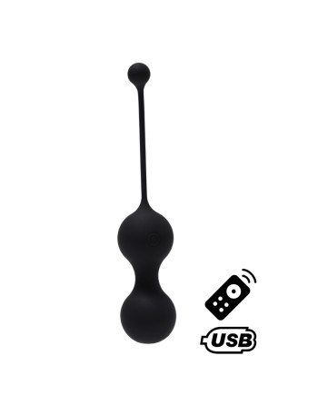 MINA Noir, Boules de Geisha en silicone médical USB avec télécommande 