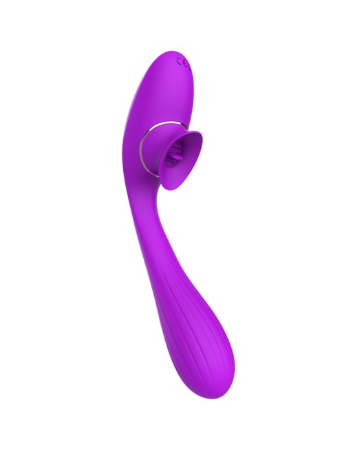 Stimulateur Clitoridien avec langue  Vibromasseur Point G 2-en-1 DISA Violet Cœur Ardent